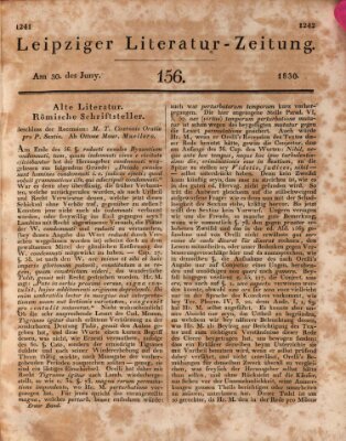 Leipziger Literaturzeitung Mittwoch 30. Juni 1830