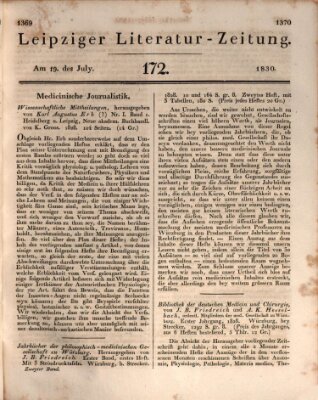 Leipziger Literaturzeitung Montag 19. Juli 1830