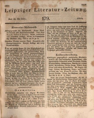 Leipziger Literaturzeitung Mittwoch 28. Juli 1830