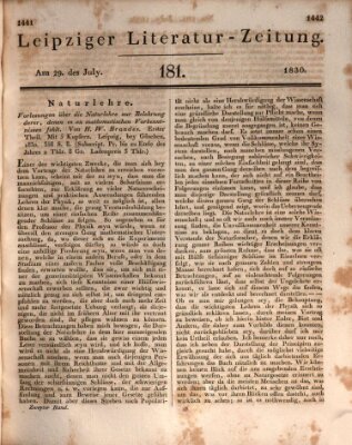 Leipziger Literaturzeitung Donnerstag 29. Juli 1830