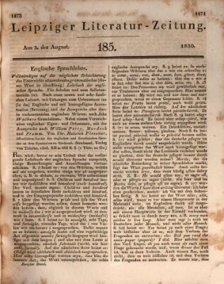 Leipziger Literaturzeitung Dienstag 3. August 1830