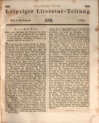 Leipziger Literaturzeitung Freitag 6. August 1830