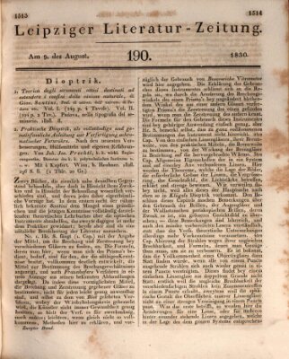 Leipziger Literaturzeitung Montag 9. August 1830