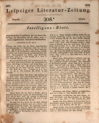 Leipziger Literaturzeitung Samstag 28. August 1830