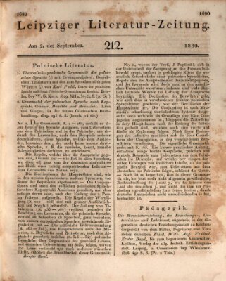 Leipziger Literaturzeitung Donnerstag 2. September 1830