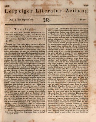 Leipziger Literaturzeitung Freitag 3. September 1830