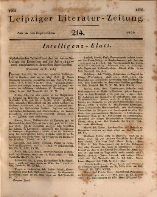 Leipziger Literaturzeitung Samstag 4. September 1830