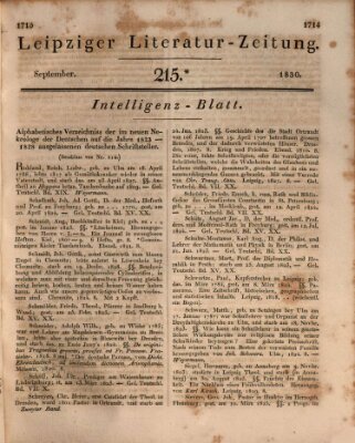 Leipziger Literaturzeitung Samstag 4. September 1830