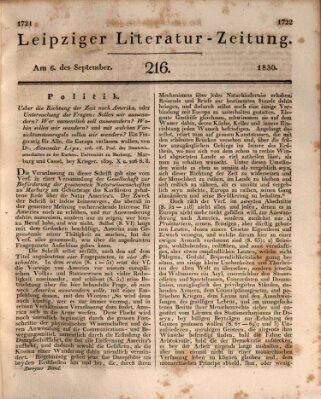 Leipziger Literaturzeitung Montag 6. September 1830