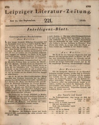 Leipziger Literaturzeitung Samstag 11. September 1830