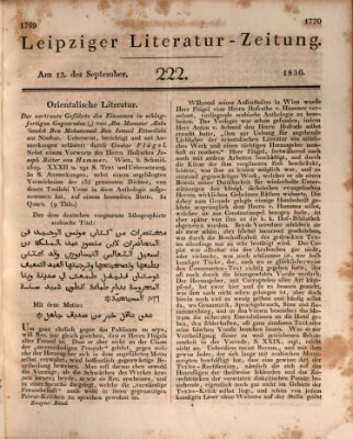 Leipziger Literaturzeitung Montag 13. September 1830