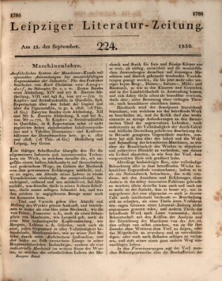 Leipziger Literaturzeitung Mittwoch 15. September 1830