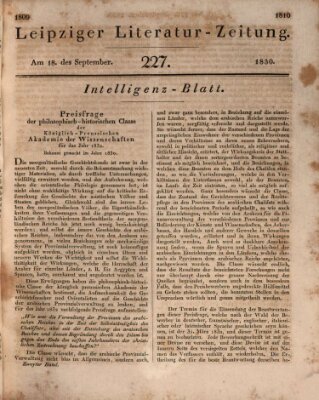 Leipziger Literaturzeitung Samstag 18. September 1830