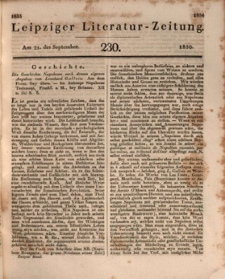 Leipziger Literaturzeitung Dienstag 21. September 1830