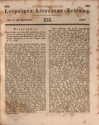 Leipziger Literaturzeitung Montag 27. September 1830