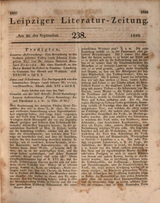 Leipziger Literaturzeitung Donnerstag 30. September 1830