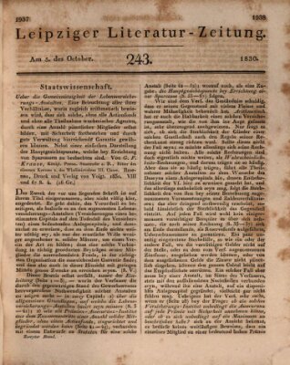 Leipziger Literaturzeitung Dienstag 5. Oktober 1830