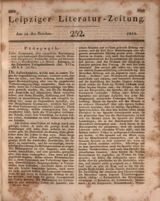 Leipziger Literaturzeitung Donnerstag 14. Oktober 1830