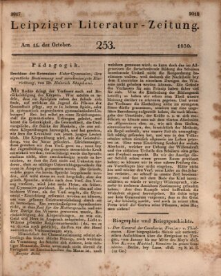 Leipziger Literaturzeitung Freitag 15. Oktober 1830