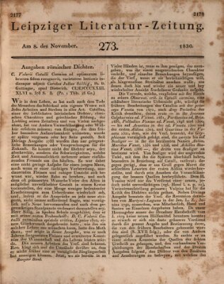 Leipziger Literaturzeitung Montag 8. November 1830