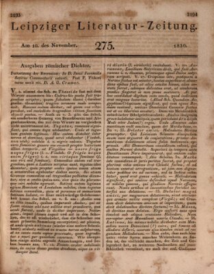 Leipziger Literaturzeitung Mittwoch 10. November 1830