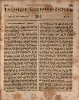 Leipziger Literaturzeitung Dienstag 30. November 1830