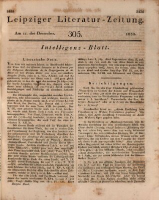 Leipziger Literaturzeitung Samstag 11. Dezember 1830