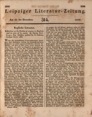 Leipziger Literaturzeitung Montag 20. Dezember 1830