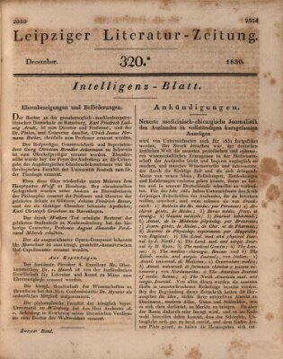 Leipziger Literaturzeitung Samstag 25. Dezember 1830