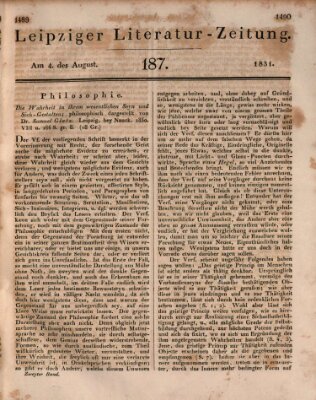 Leipziger Literaturzeitung Donnerstag 4. August 1831