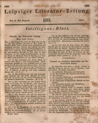Leipziger Literaturzeitung Samstag 6. August 1831