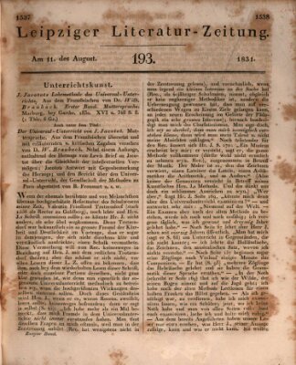 Leipziger Literaturzeitung Donnerstag 11. August 1831