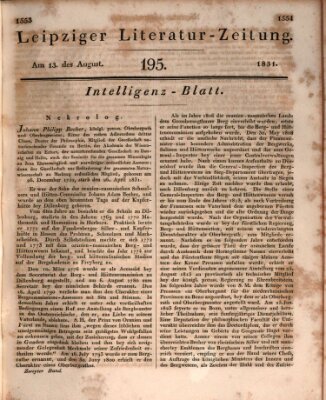 Leipziger Literaturzeitung Samstag 13. August 1831