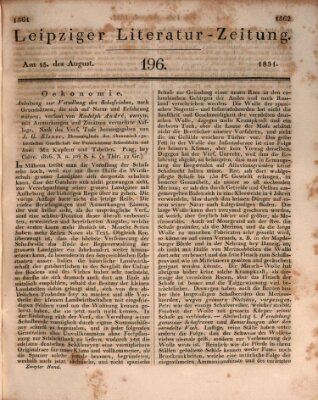 Leipziger Literaturzeitung Montag 15. August 1831