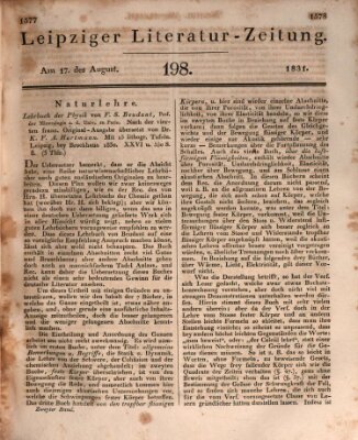Leipziger Literaturzeitung Mittwoch 17. August 1831