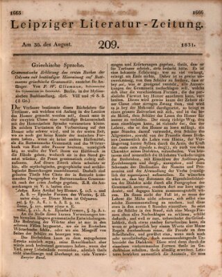 Leipziger Literaturzeitung Dienstag 30. August 1831