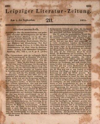 Leipziger Literaturzeitung Donnerstag 1. September 1831