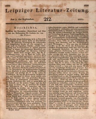 Leipziger Literaturzeitung Freitag 2. September 1831