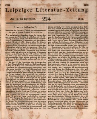 Leipziger Literaturzeitung Donnerstag 15. September 1831