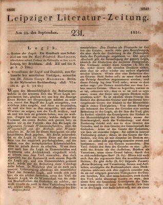 Leipziger Literaturzeitung Freitag 23. September 1831