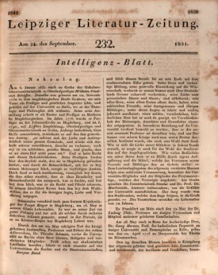 Leipziger Literaturzeitung Samstag 24. September 1831