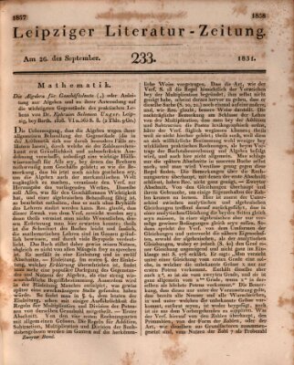 Leipziger Literaturzeitung Montag 26. September 1831