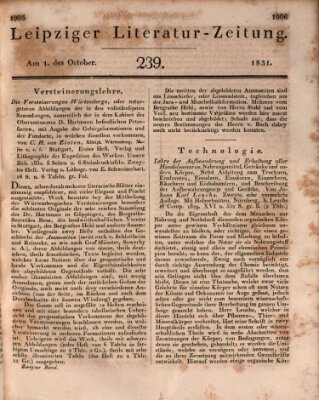 Leipziger Literaturzeitung Samstag 1. Oktober 1831