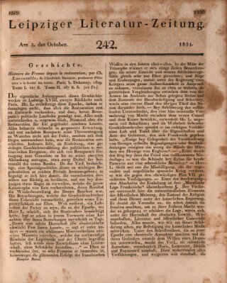 Leipziger Literaturzeitung Mittwoch 5. Oktober 1831