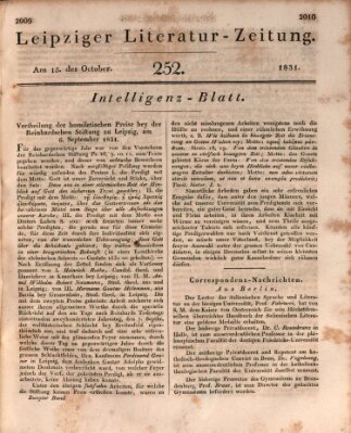 Leipziger Literaturzeitung Samstag 15. Oktober 1831