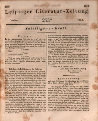 Leipziger Literaturzeitung Samstag 15. Oktober 1831