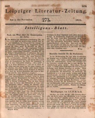 Leipziger Literaturzeitung Samstag 5. November 1831