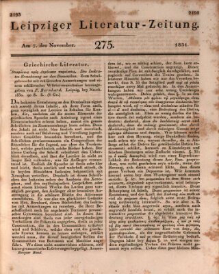 Leipziger Literaturzeitung Montag 7. November 1831