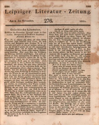 Leipziger Literaturzeitung Dienstag 8. November 1831