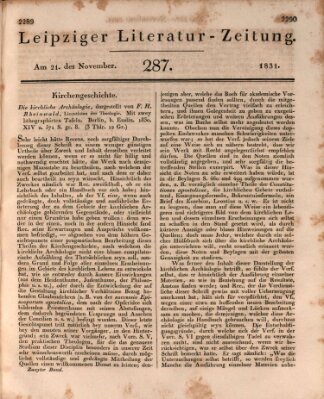 Leipziger Literaturzeitung Montag 21. November 1831